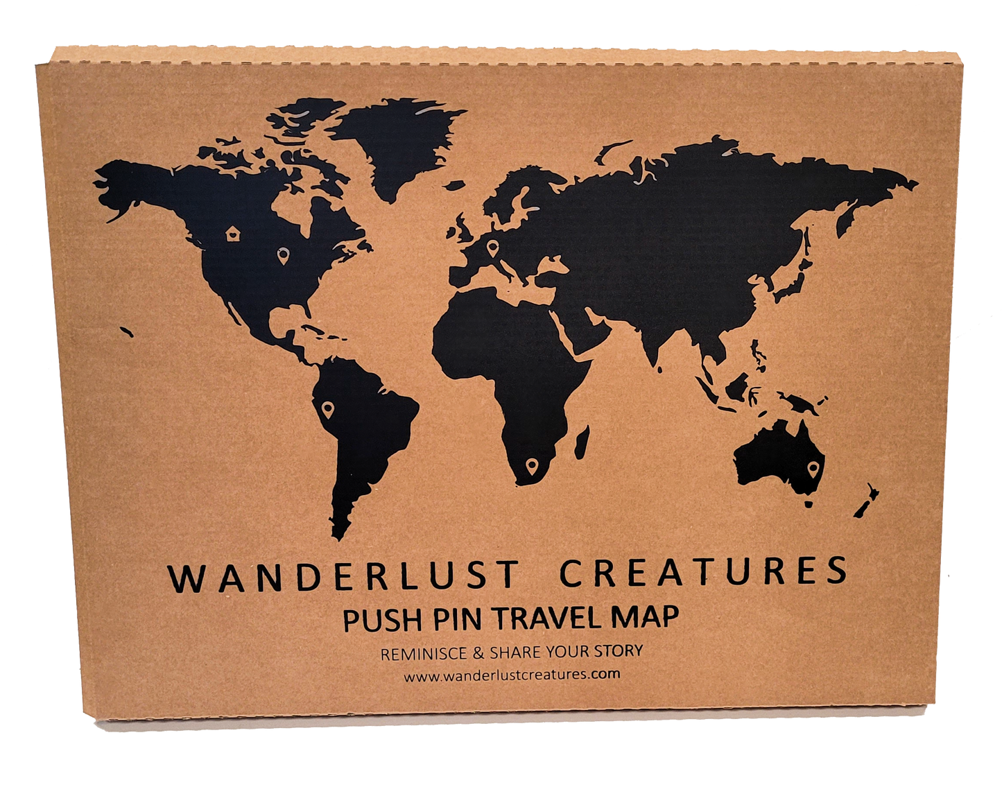 Cork & Wood 3D World Pin Map | 44 x 24 | Minimalist