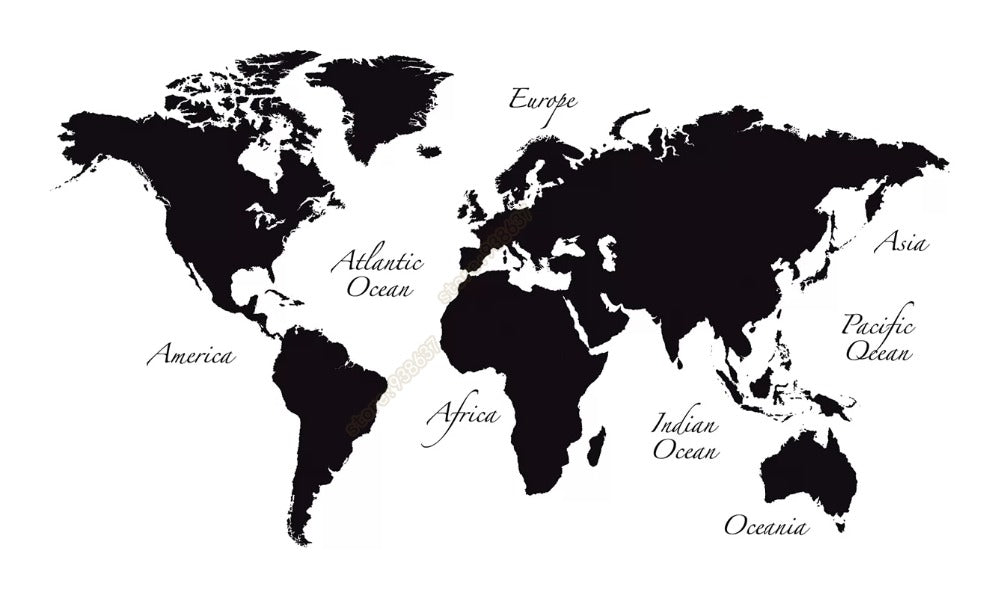 Removable World Map | Vinyl Decal | Large