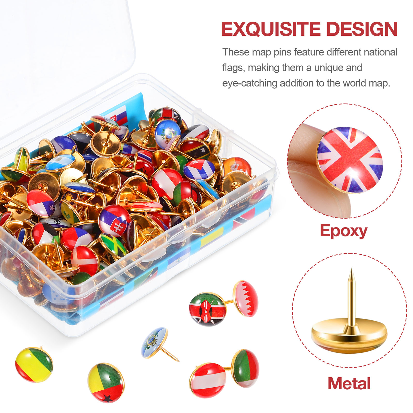 200 Pcs National Flag Push Pins