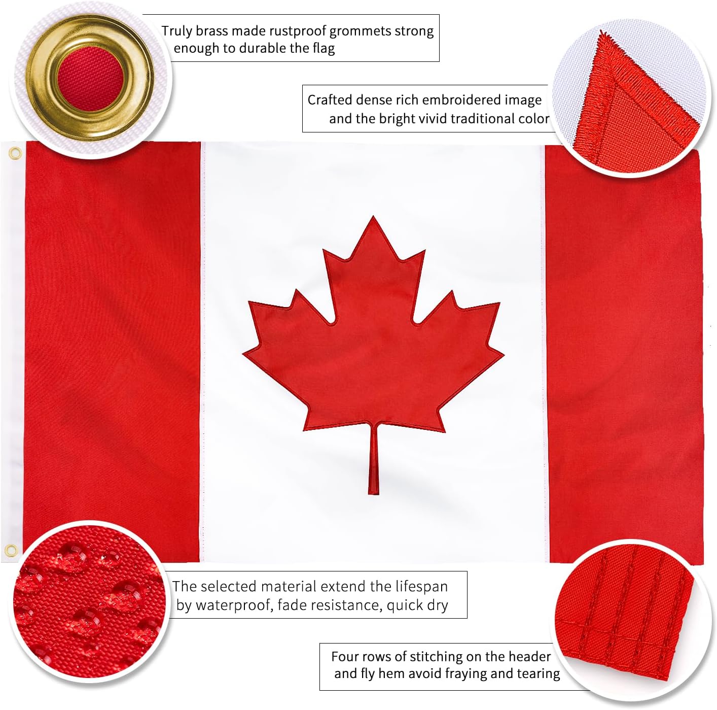 Embroidered Heavy-Duty Canada Flag | 36 x 60