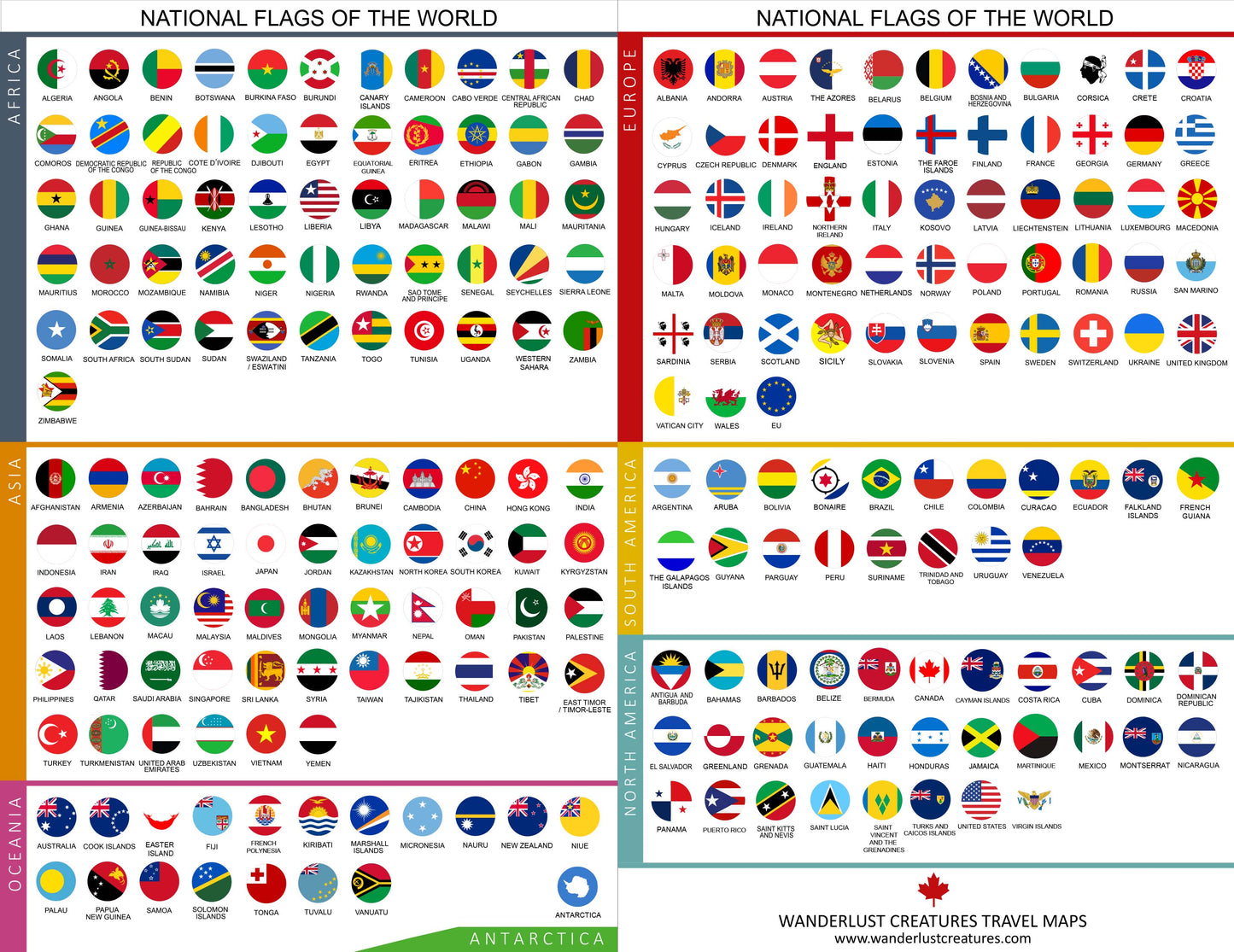 Epoxy National Flag Push Pin Set | Made in Canada | 8 Units