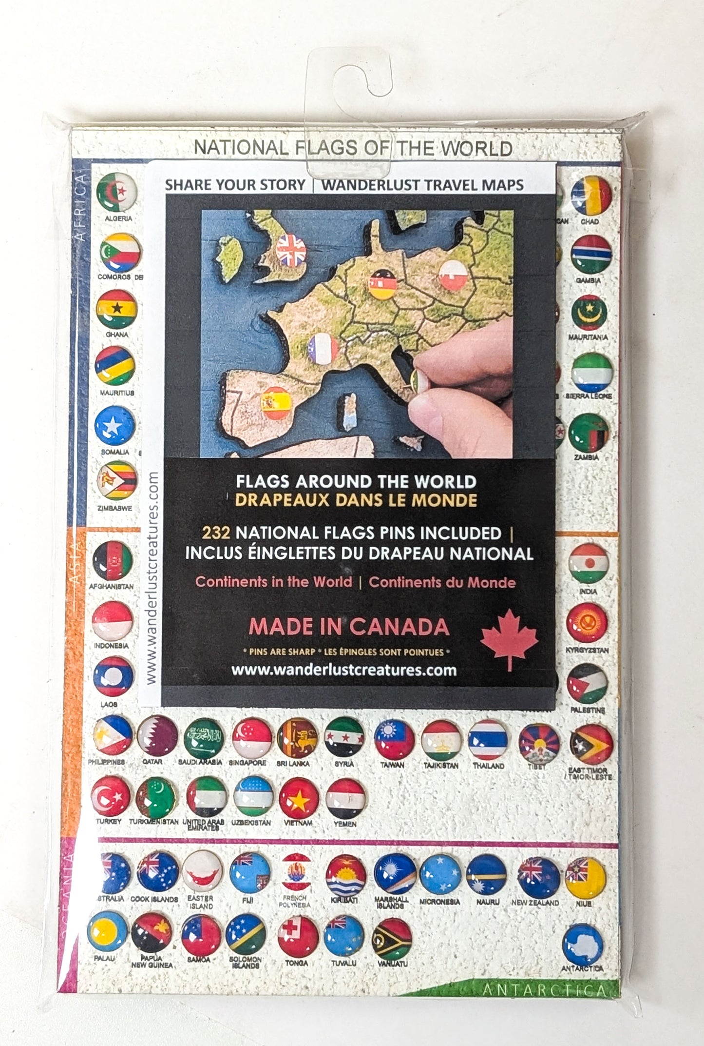 Epoxy National Flag Push Pin Set | Made in Canada | 8 Units