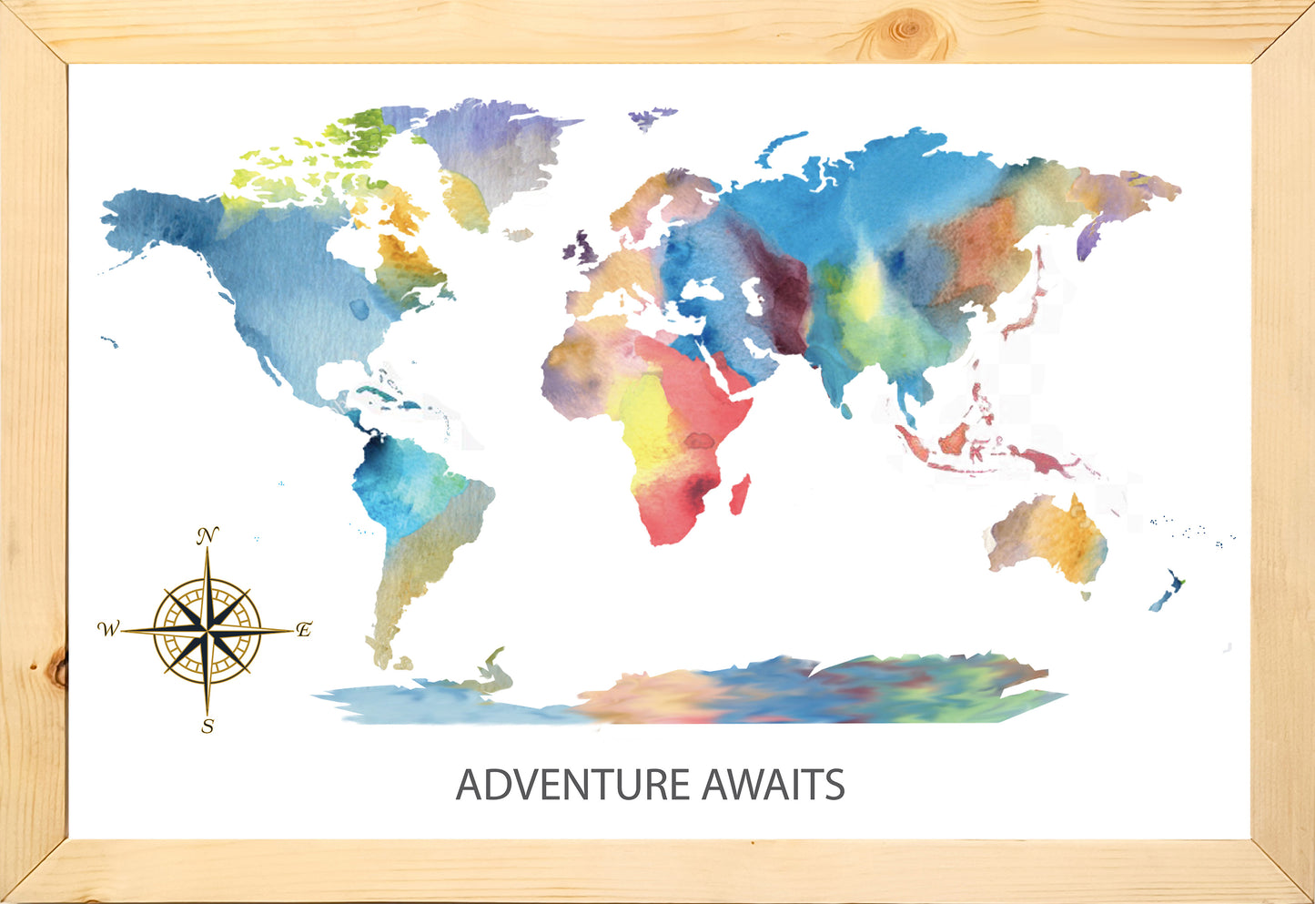 Watercolor Cork Pin Map | 18 x 12 Framed | 10, 20, Single Units