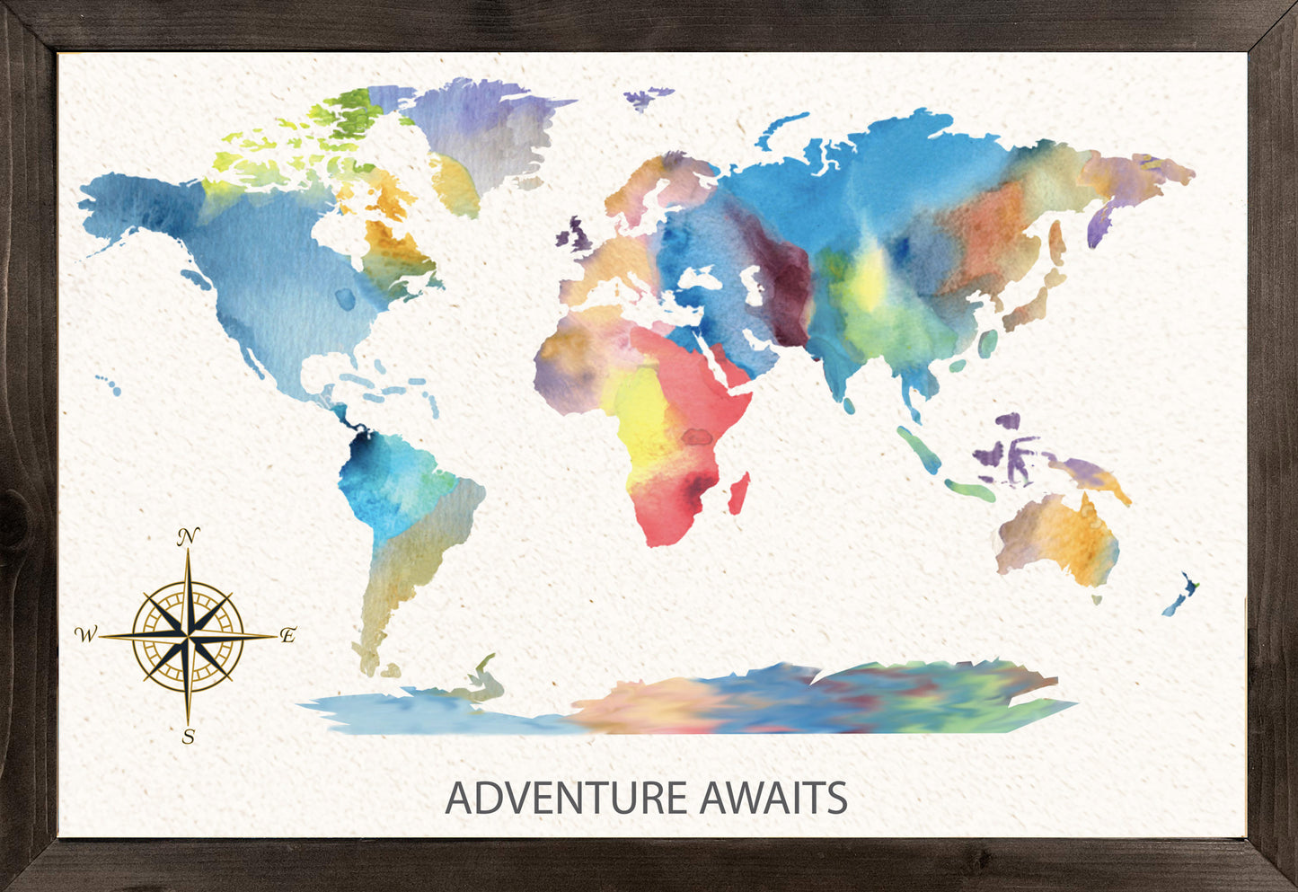 Watercolor Cork Pin Map | 18 x 12 Framed | 10, 20, Single Units